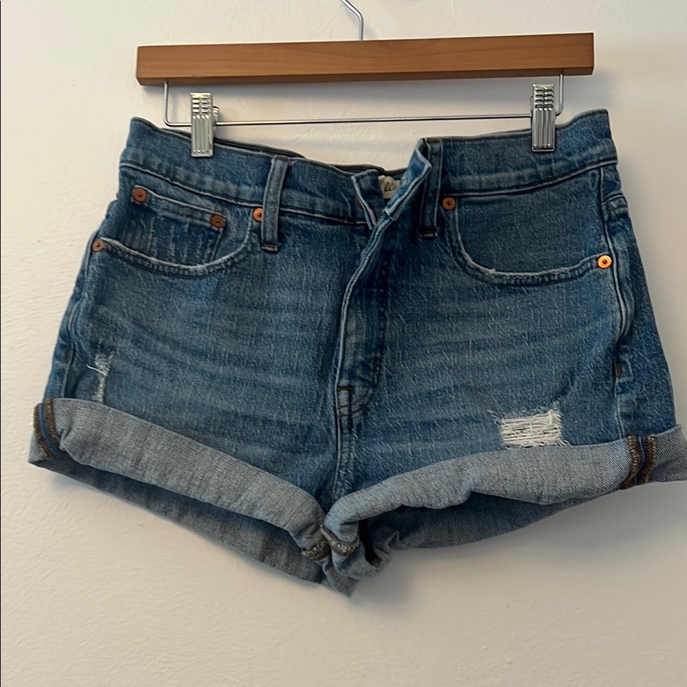 Madewell High-Rise Denim Shorts Distressed Cuffed